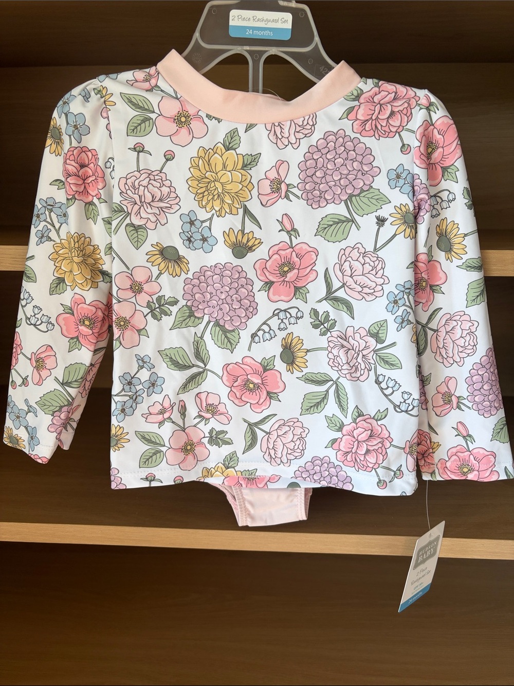 ✨$15✨🌸Hudson Baby 2-Piece Swim Rashguard Set| Pastel Blossom | 18-24M NWT